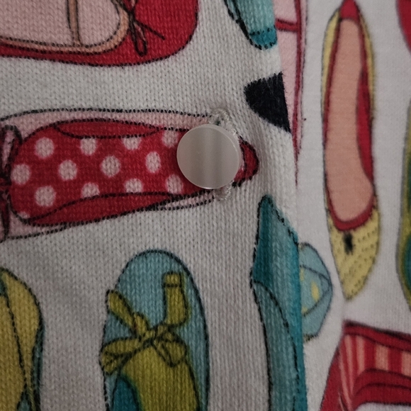 COPY-TALBOTS Colorful Novelty Shoe Print button up Cardigan Women size MP - Picture 8 of 10